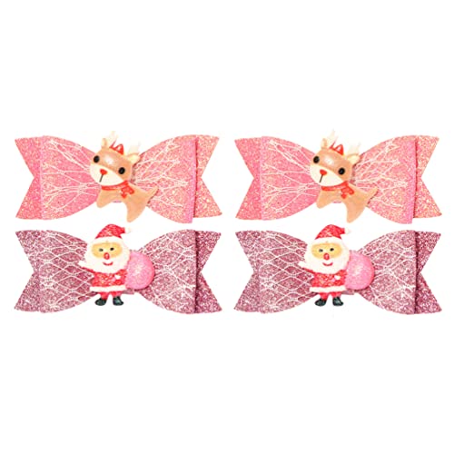 Sparkling Christmas Hair Clips for Girls - 4pcs Glitter Tiara Bow Barrettes Hair Accessories for Kids, Toddlers & Infants | Perfect Holiday Gift for Parties, Pageants & Festive Occasions