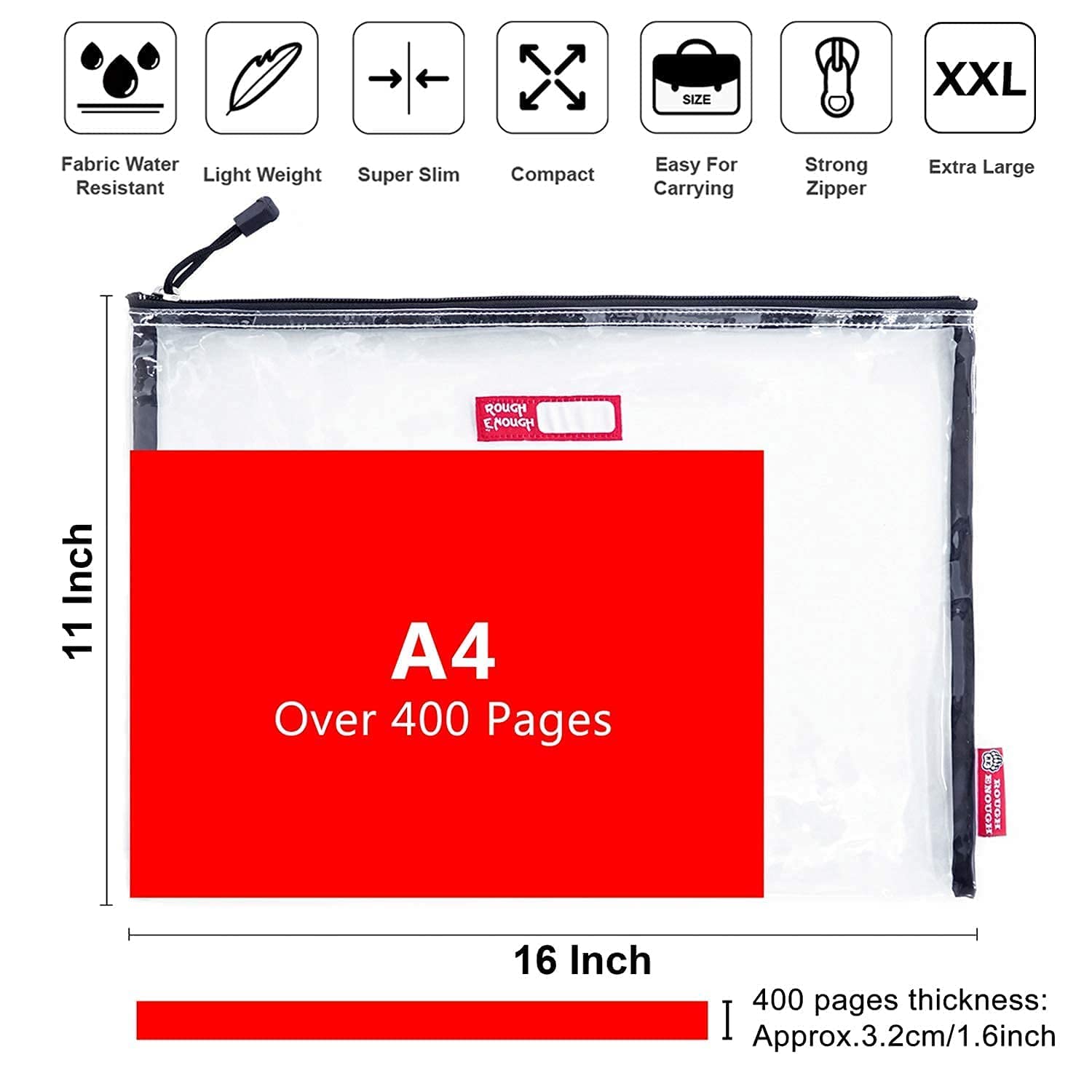 Clear Plastic Document Bags - Heavy Duty File Folders Organizer Set for Office, School & Home Organization | Waterproof & Durable Storage Solution