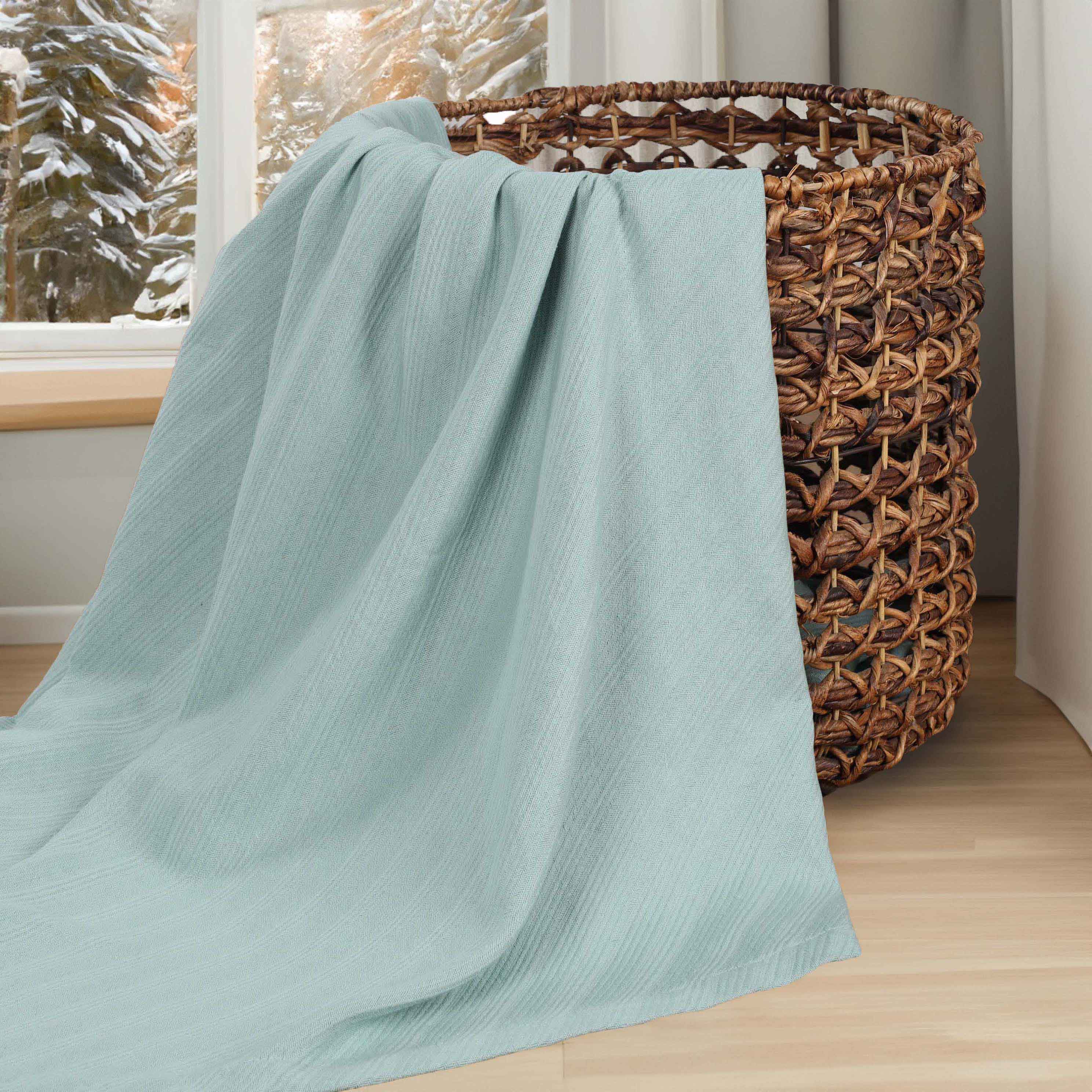 Soft Milan Cotton Textured Striped Lightweight Woven Blanket - Perfect for Sofa, Bed & Outdoor Picnics - Breathable & Cozy Throw