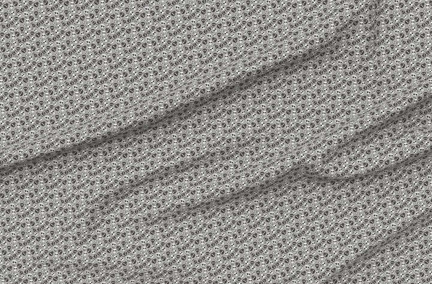 Skulls & Bones Halloween Printed Cotton Fabric - Black White Gray Tiny Skull Design on Petal Signature Cotton - Fat Quarter for Sewing, Quilting, Apparel & Crafts | Perfect for Halloween Decor, Costume Making & DIY Home Projects