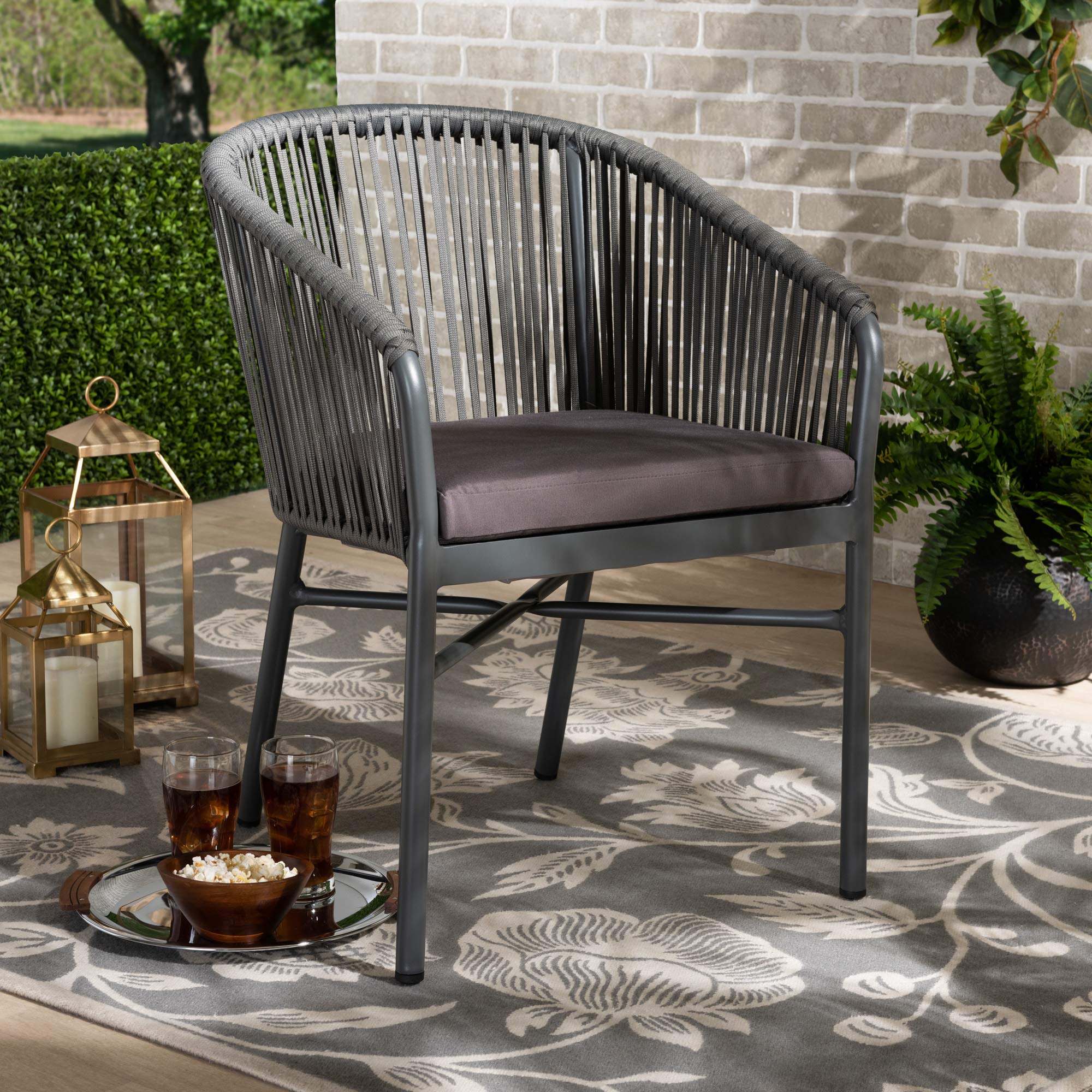Baxton Studio Modern Grey Dining Chairs - Set of 2 Contemporary Kitchen Chairs for Dining Room, Breakfast Nook & Small Space