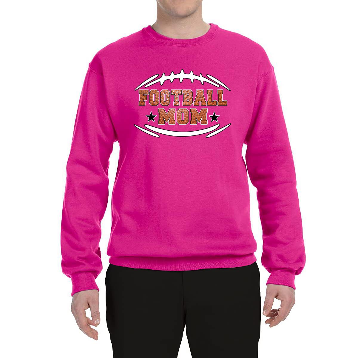 Wild Bobby Football Mom Sports Unisex Crewneck Graphic Sweatshirt - Comfortable Casual Pullover for Football Games, Tailgating & School Spirit Events