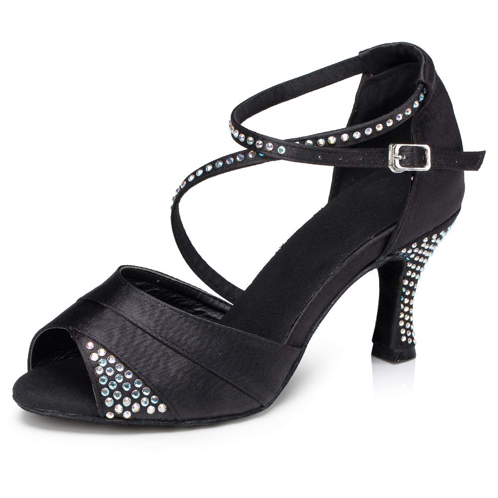 Hipposeus Women's Latin Dance Shoes - Open Toe Ballroom Salsa Shoes for Practice & Performance (Model 221) | Perfect for Salsa, Bachata, Cha Cha & Social Dancing