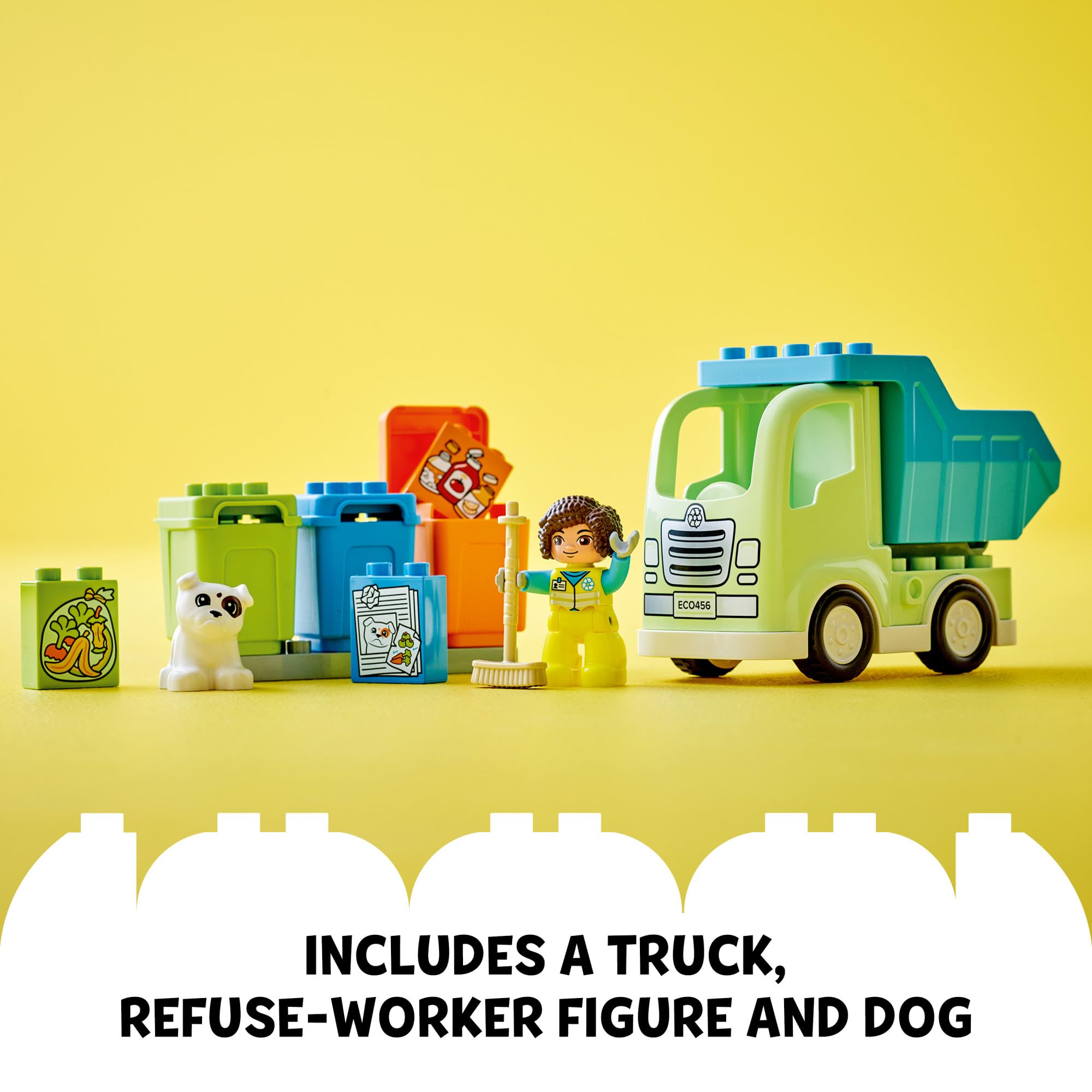 LEGO DUPLO Town Recycling Truck 10987 Building Toy Set - STEM Educational Construction Kit for Toddlers Ages 2+ | Creative Birthday Gift for Boys & Girls | Includes 3 Sorting Bins for Recycling Fun | Perfect for Pretend Play & Environmental Learning