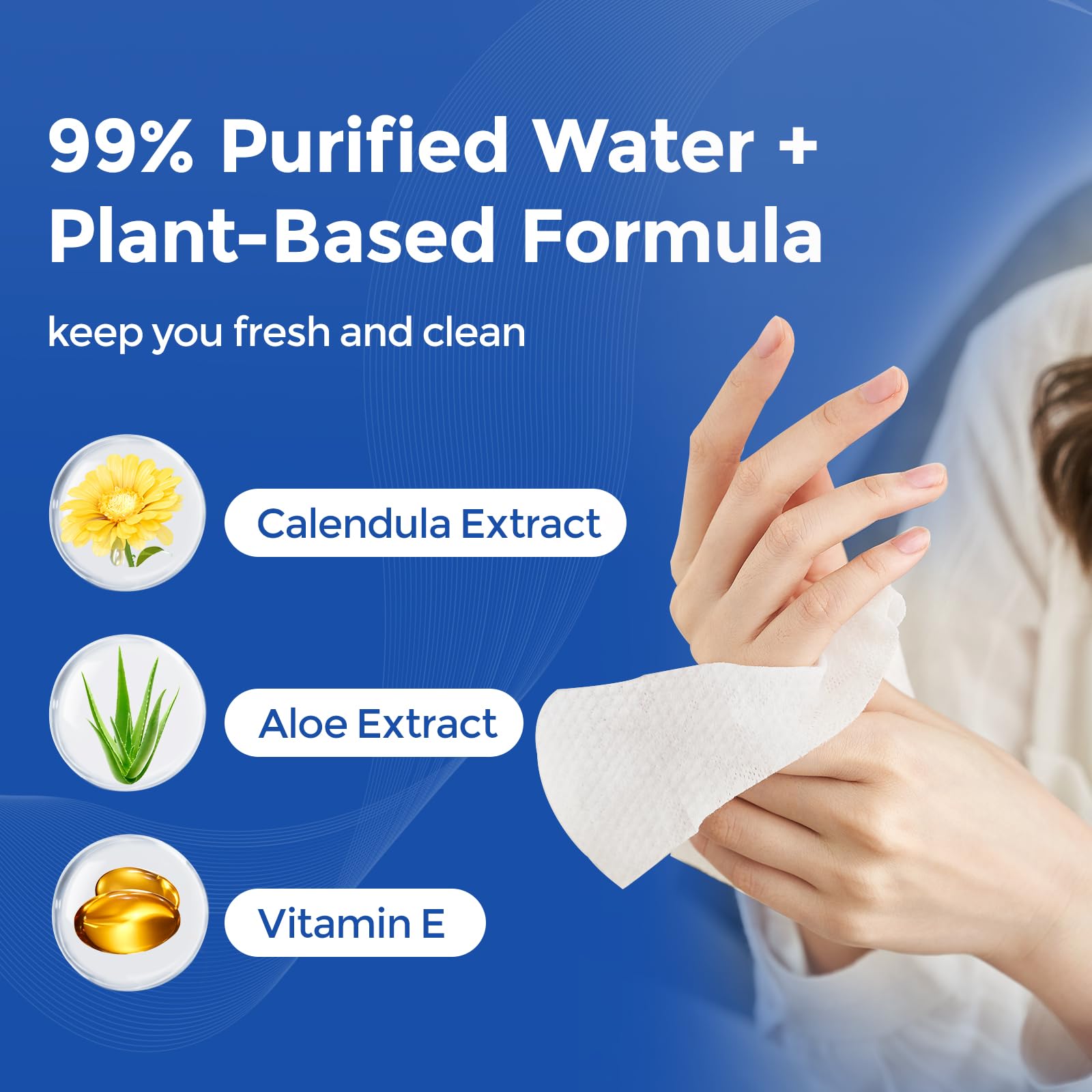 MATERN'ELLA Adult Wet Wipes for Incontinence Care - 80 Count Alcohol-Free Cleansing Wash Cloths with 99% Water, Gentle for Elderly & Personal Hygiene - Ideal for Home Care, Travel & Hospital Use