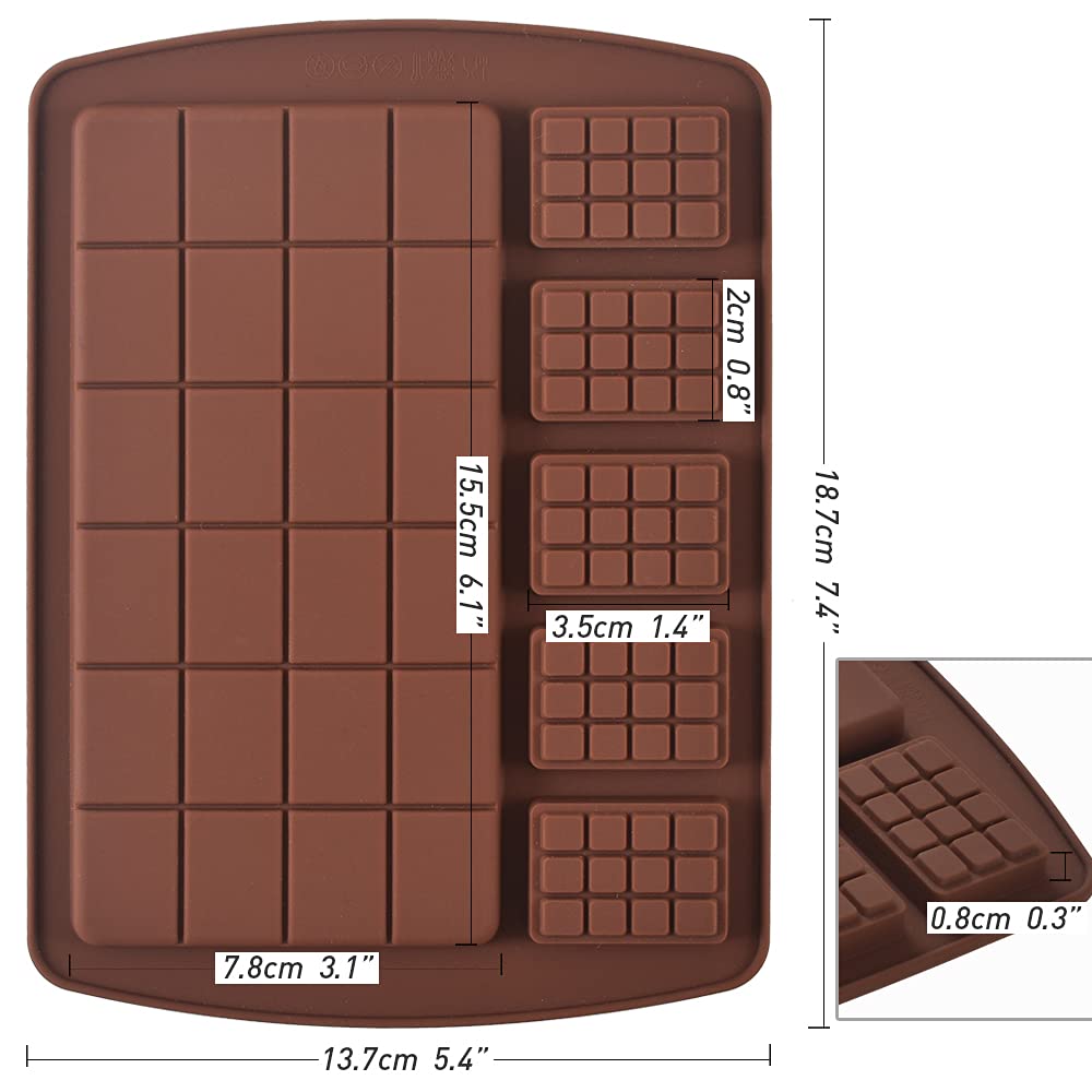 Premium Silicone Chocolate Bar Molds - 5 Pack Reusable Break Apart Molds for Homemade Protein Bars, Energy Bars & Candy - Perfect for Baking, Gifts & Healthy Snacks