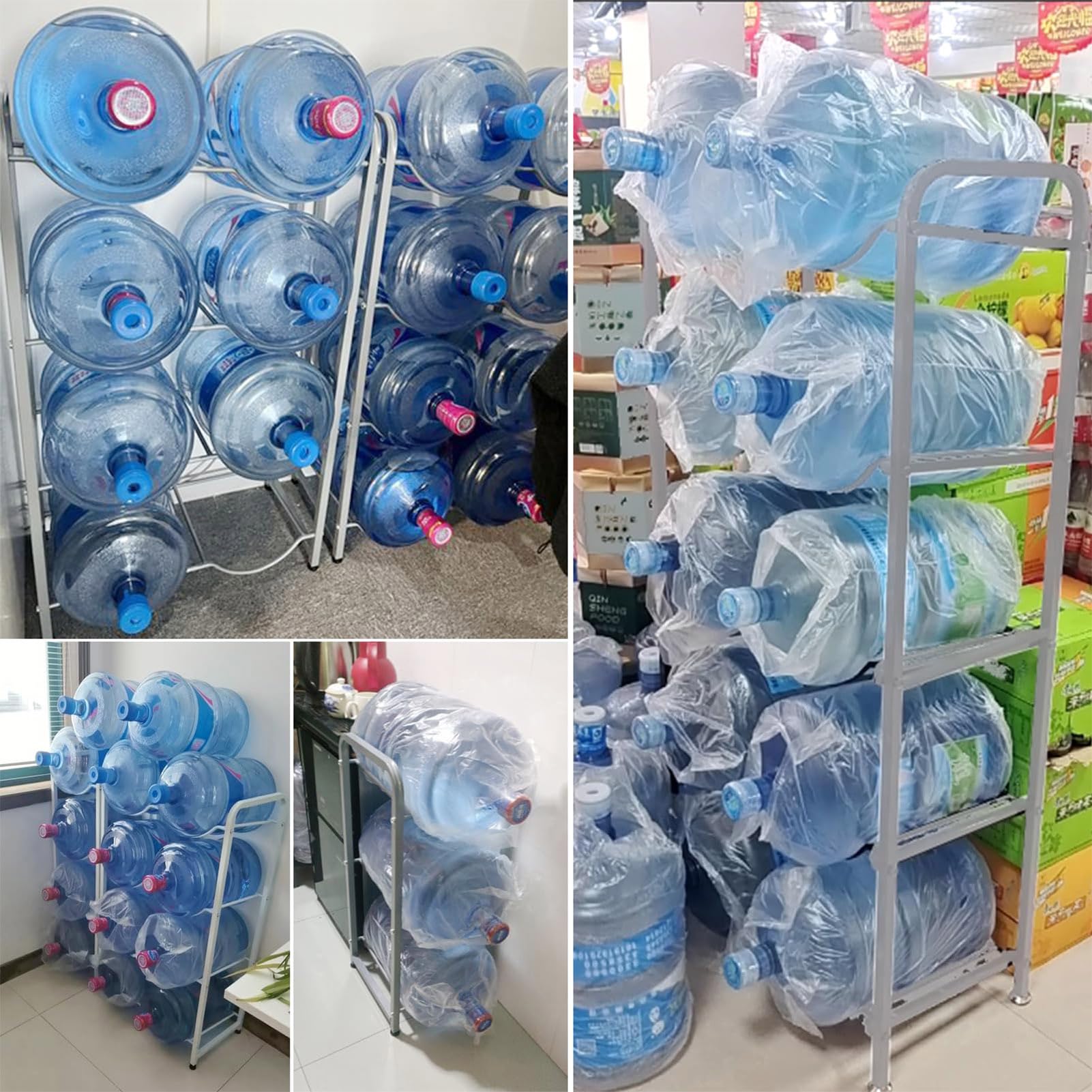 5 Gallon Water Bottle Holder - 4-Tier Floor Standing Water Jug Storage Rack Organizer for Kitchen, Office, Living Room | Space-Saving Water Dispenser Stand for Home & Workplace Hydration