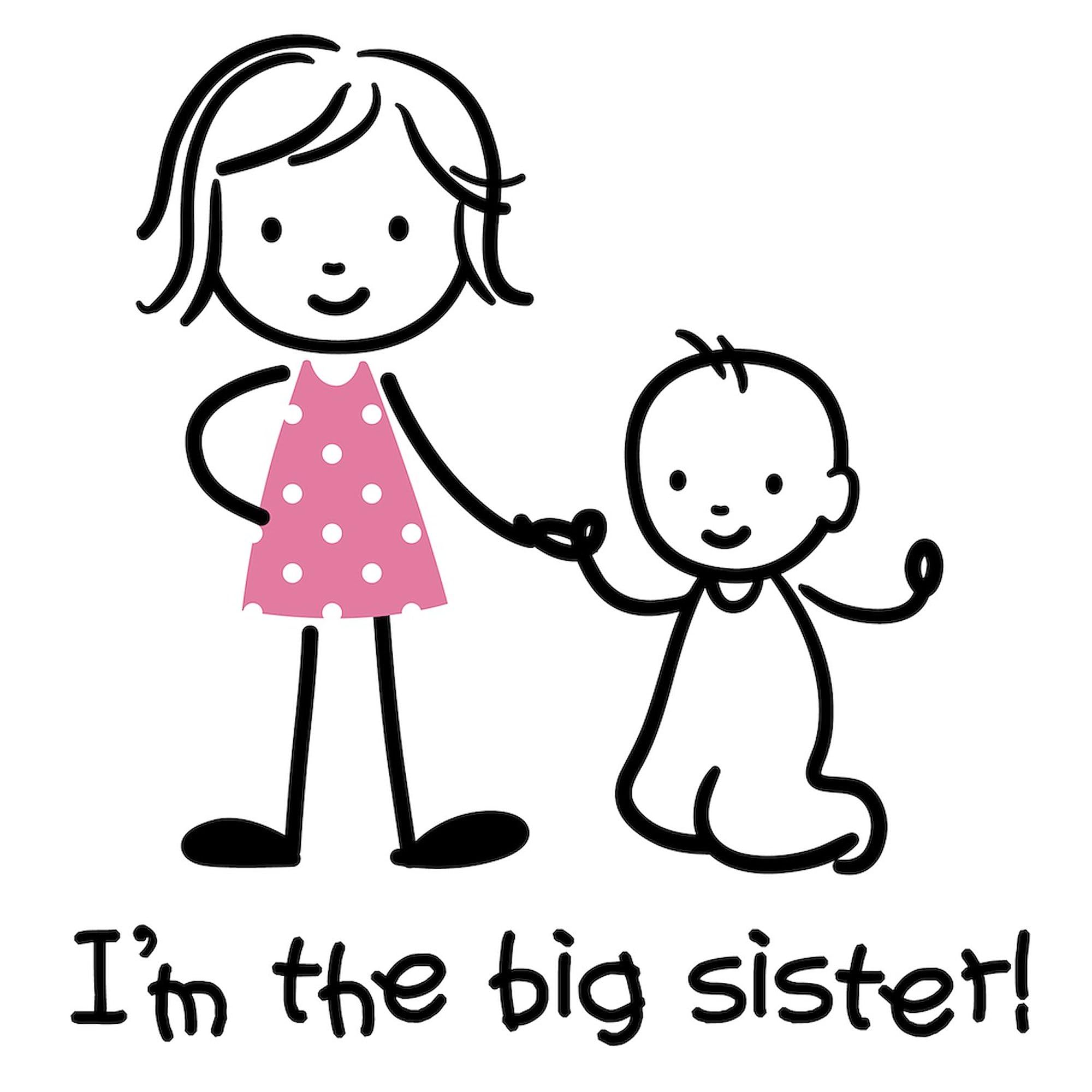 Big Sister Stick People Tote Bag - Natural Canvas Reusable Shopping Bag for Women | Eco-Friendly Grocery Tote for Sisters, Beach, Work & Everyday Use