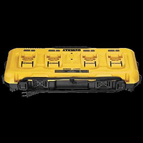 DEWALT DCB104 20V MAX* 4-Port Rapid Battery Charger for Power Tools - Fast Charging for Drills, Saws & More - Perfect for Construction Sites & DIY Projects (Black/Yellow)