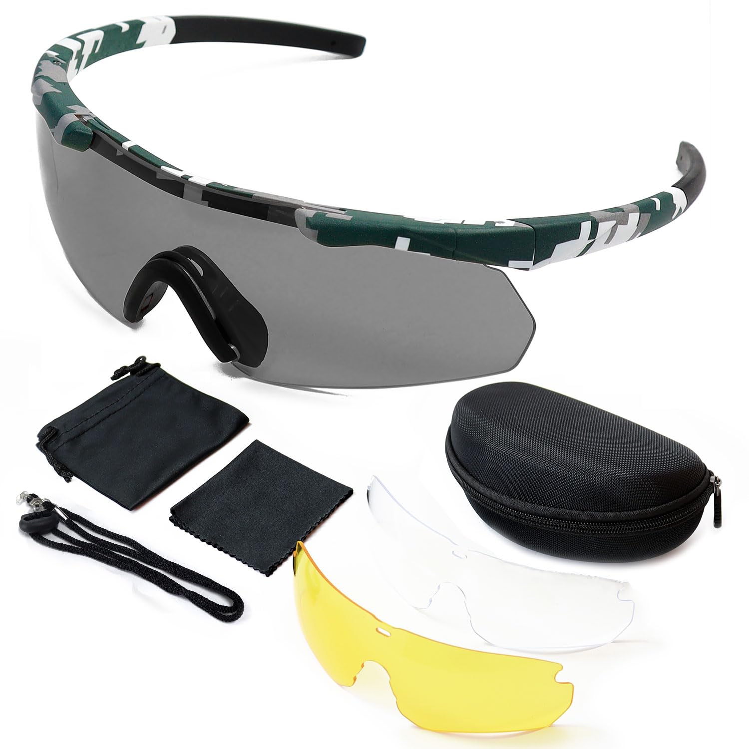 SPOSUNE Tactical Shooting Glasses - Anti-Fog, Impact Resistant with 3 Lenses for Men & Women - Perfect for Hunting & Range Shooting