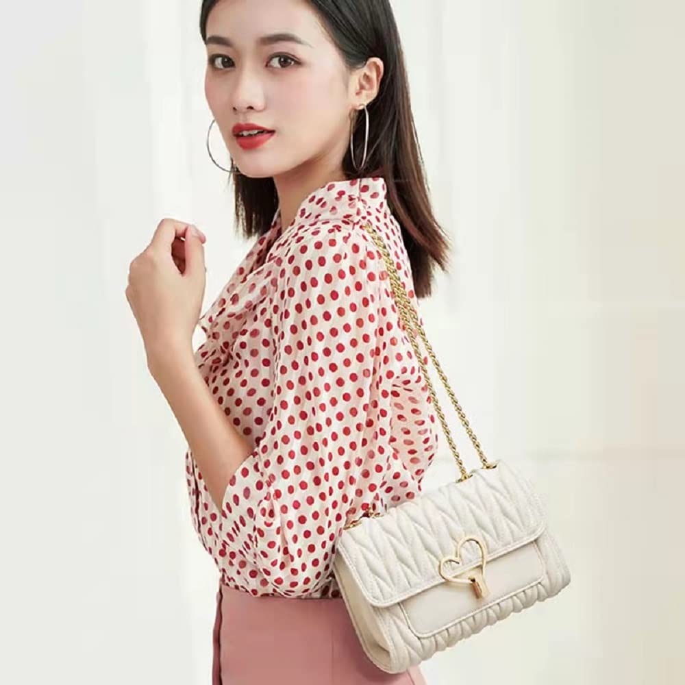 Zhongningyifeng Women's Small Leather Crossbody Shoulder Bag with Chain Strap - Fashionable Handbag for Daily Use, Work, Travel and Shopping
