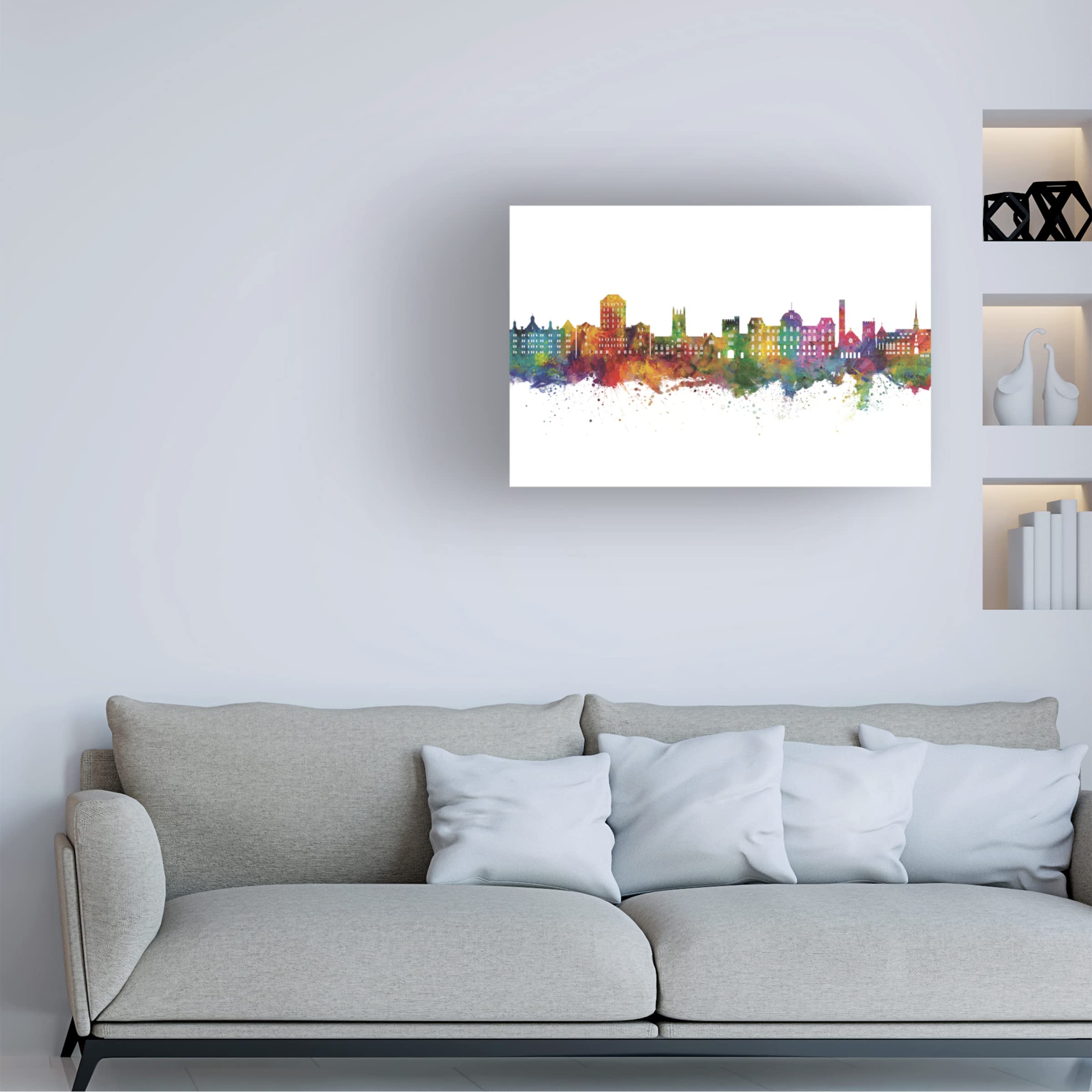 Michael Tompsett 'Vassar New York Skyline' Canvas Wall Art Print - Modern Cityscape Painting for Living Room, Office & Home Decor