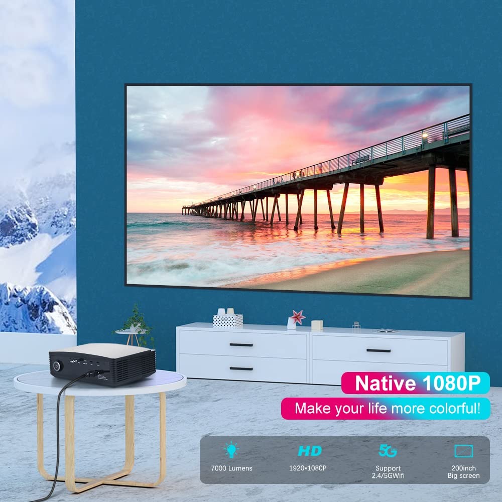 PHAVEA 550 ANSI Portable Movie Projector with Android 9.0 WiFi, 1080P HD Native Resolution, Keystone Correction, HDMI & USB - Perfect for Home Theater, Outdoor Movies, Camping, and Backyard Entertainment