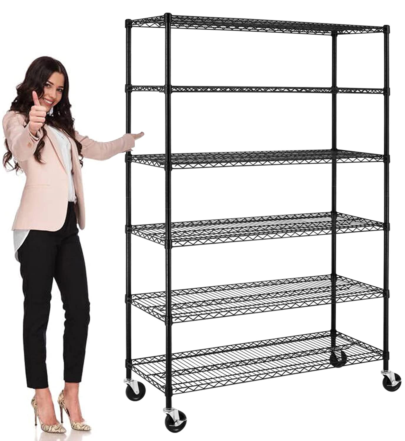 Heavy Duty 6-Tier Metal Storage Shelves 6000lbs Capacity, 48