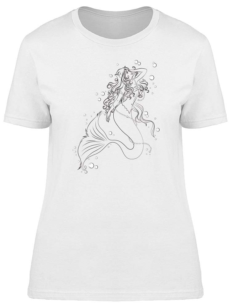 Smartprints Graphic Tee - Lovely Mermaid with Pearls Design - Regular Fit Cotton T-Shirt for Women | Casual Wear, Beach Outfits, Summer Fashion