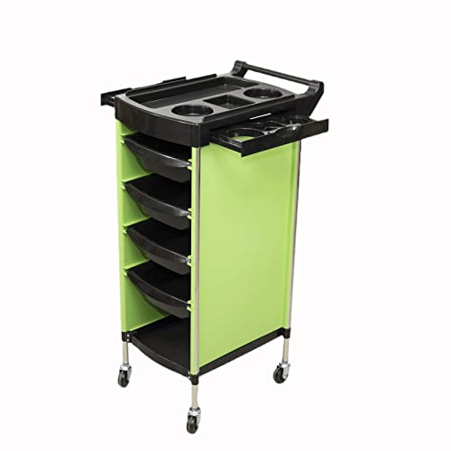 Professional Salon Rolling Storage Trolley Cart - 4-Drawer Beauty & Spa Utility Cart for Hairdressers, Makeup Artists | Mobile Hair & Beauty Equipment Organizer with Tool Holders (Green) | Perfect for Salon Stations, Home Beauty Setup & Professional Makeup Work