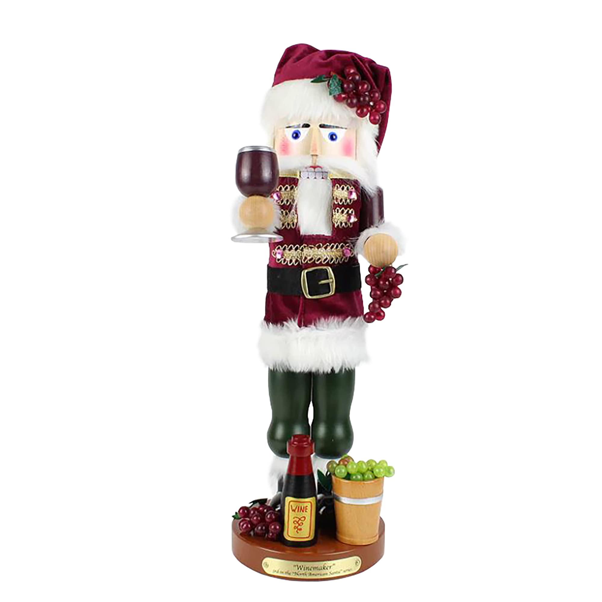 Kurt S. Adler 18.25-Inch Wine Maker Santa Nutcracker - Festive Christmas Decoration for Home, Office & Holiday Parties - Multi-Color Collectible Figurine