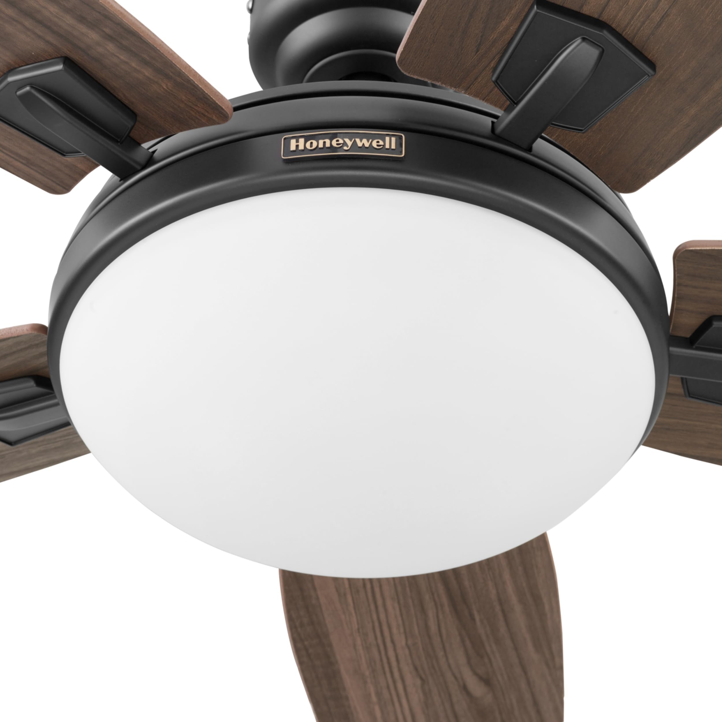 Honeywell Carmel 48 Inch Modern Ceiling Fan with LED Light and Remote Control - 5 Blades, Gray Ironwood/Brown Maple Finish - Bronze (50197-01) - Perfect for Living Room, Bedroom, and Indoor Spaces