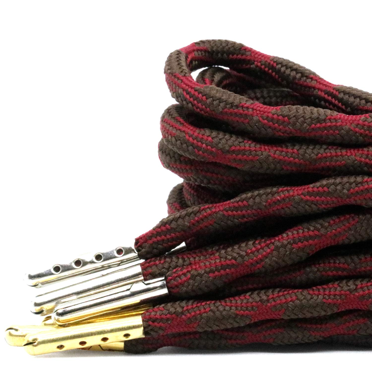 YJRVFINE 2 Pairs Non-Slip Thick Round Hiking Boot Laces with Metal Tips - Durable Shoelaces for Outdoor Hiking, Work Boots & Winter Shoes