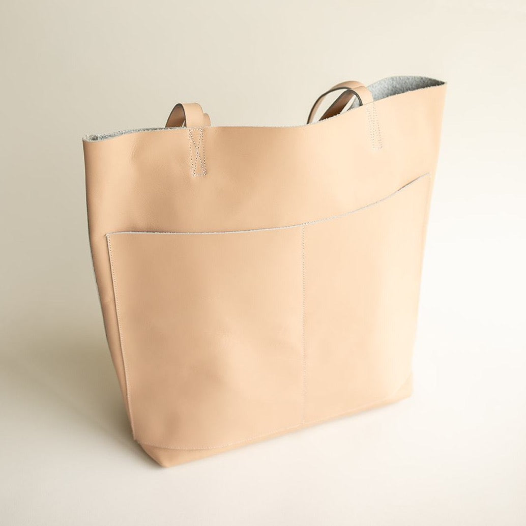 Classic Leather Tote Bag for Women - Premium Genuine Leather Handbag in Nude Blush - Perfect for Work, Travel & Everyday Use