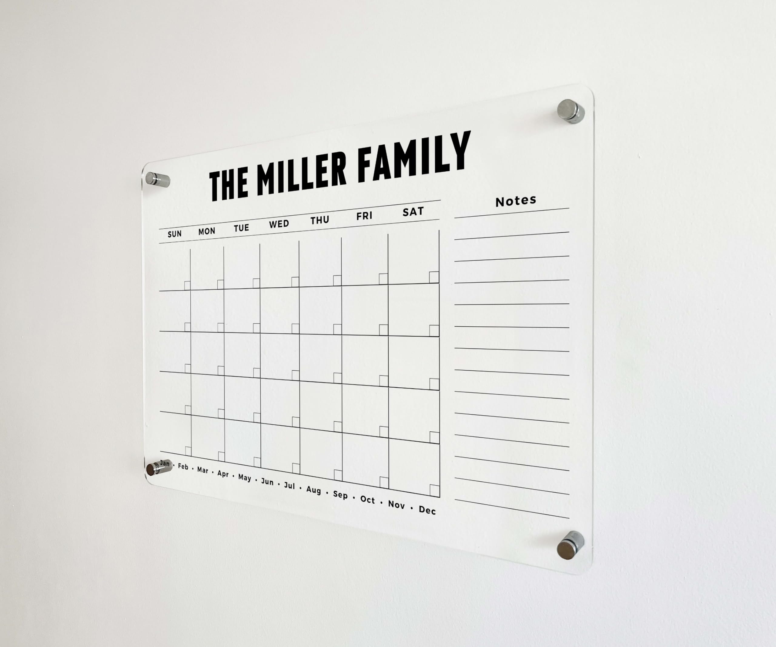 Personalized Acrylic Family Calendar 2025 - Custom Dry Erase Two-Month Planner with Weekly & Monthly Views | Perfect for Home Organization, Office Planning & Family Schedules