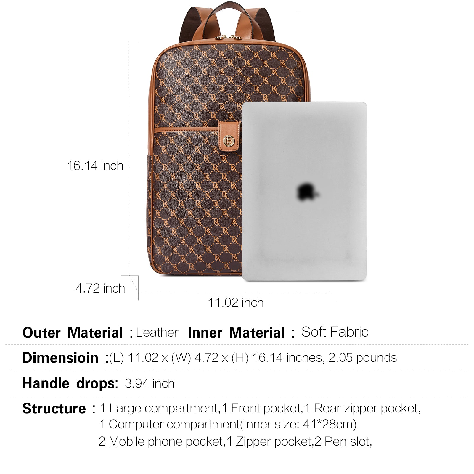 Premium Libe Leather Laptop Backpack for Women - Stylish & Durable 15.6 Inch Business Bag - Perfect for Work, Travel & College (Black)