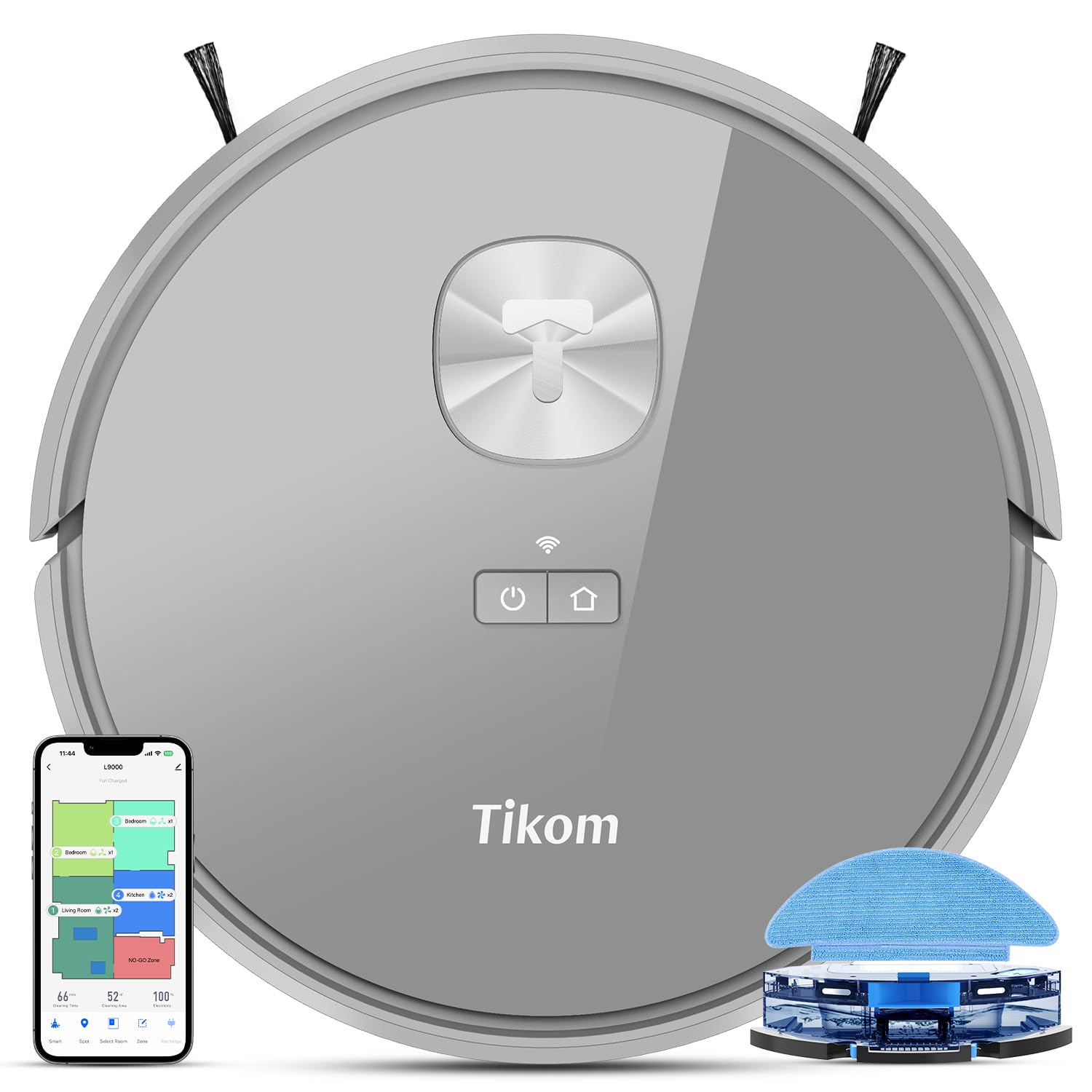 Tikom L9000 Robot Vacuum and Mop with LiDAR Navigation, 4000Pa Suction, Smart Mapping, 150Min Runtime - Ideal for Pet Hair, Carpets & Hard Floors - Perfect for Home Cleaning, Office Spaces & Large Areas