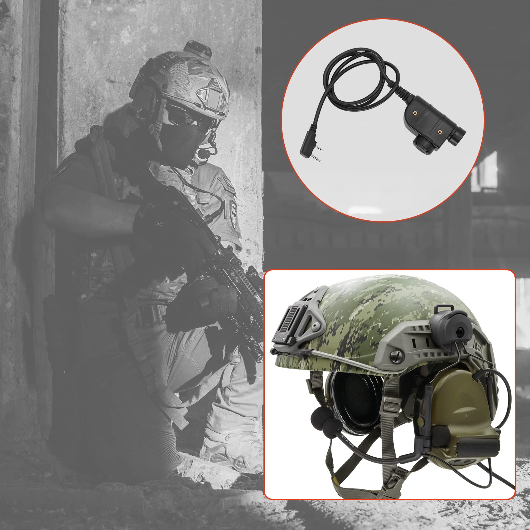 COMTA 2 Helmet-Compatible Tactical Headset with U94 PTT 2pin Connector - Noise Cancelling Military Headphones for Airsoft, Hunting & Shooting - Perfect for Tactical Training, Outdoor Adventures & Combat Simulation