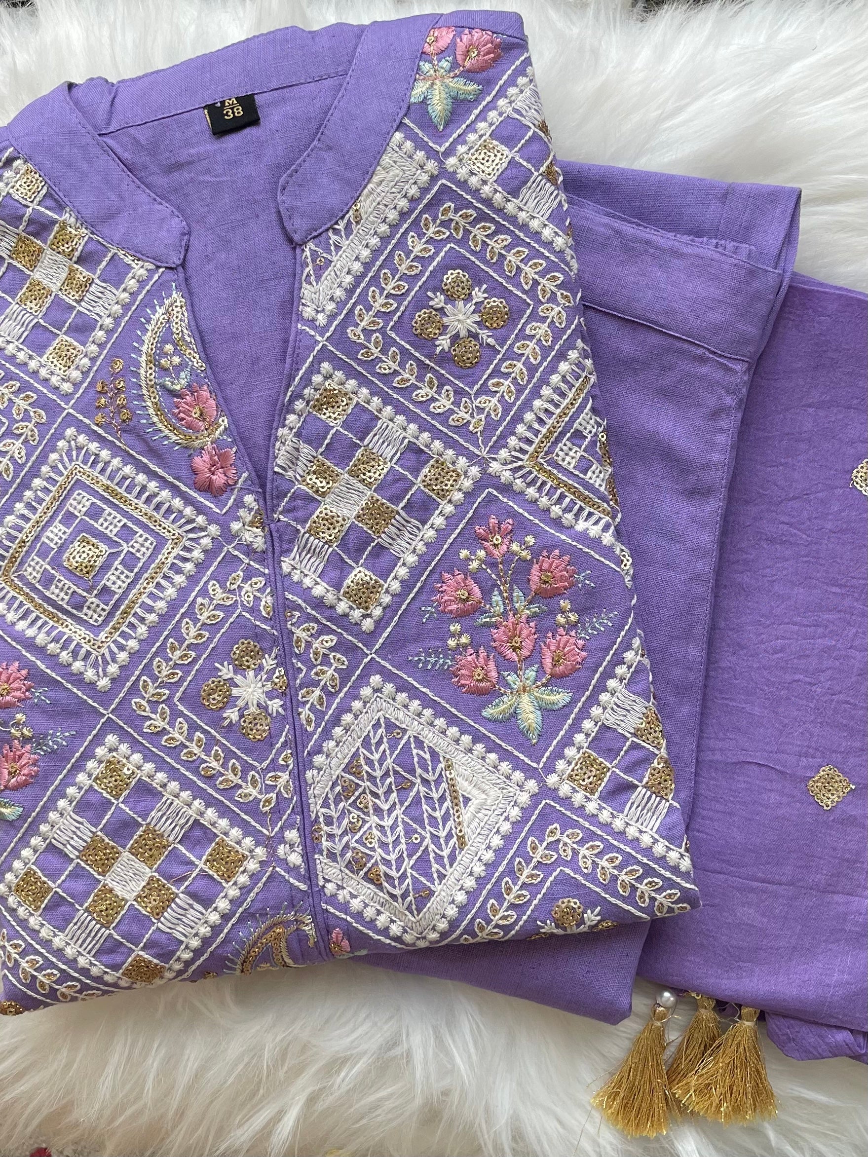 Elegant Purple Embroidered Dupatta Suit Set for Women - Traditional Indian Ethnic Wear for Weddings, Festivals & Special Occasions