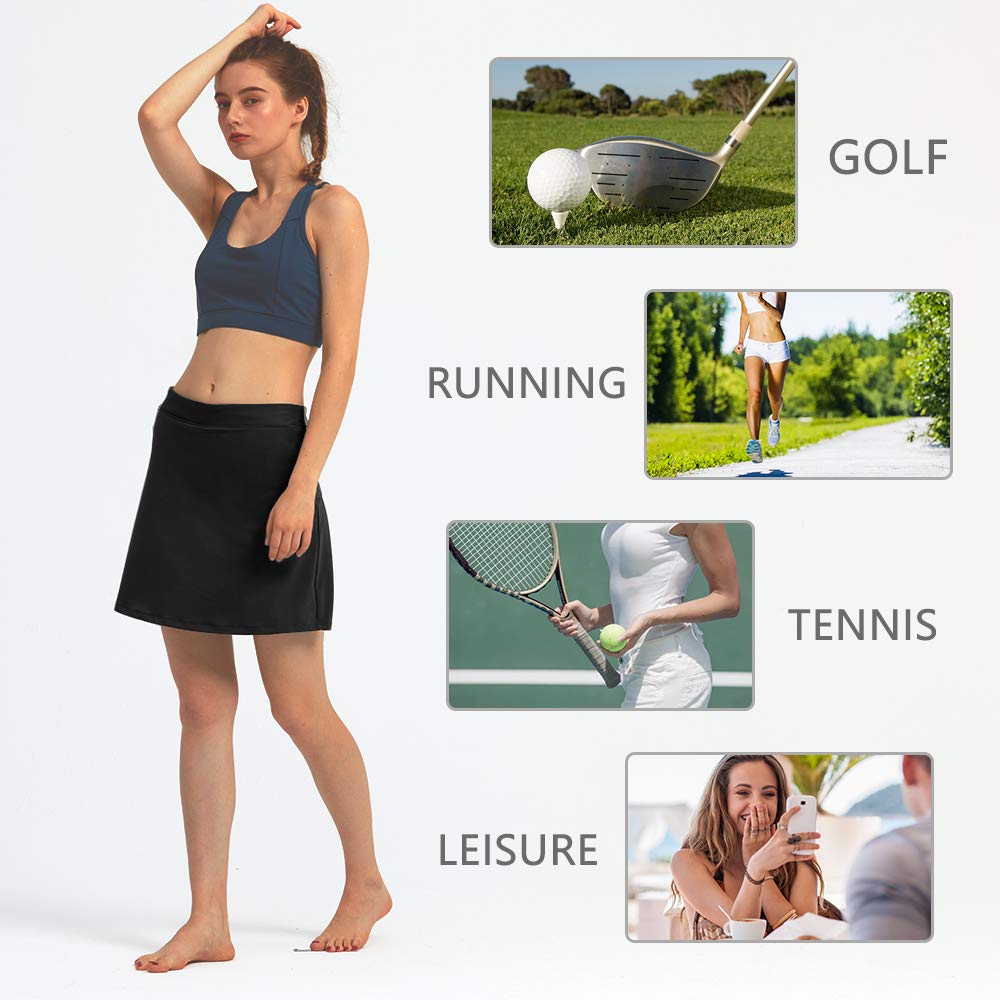Women's Pleated Tennis Skirt with Stretchy Fabric & Built-in Shorts - Sports Golf Skirt with Pockets (Runs Large) - Perfect for Tennis, Golf, Running & Casual Wear