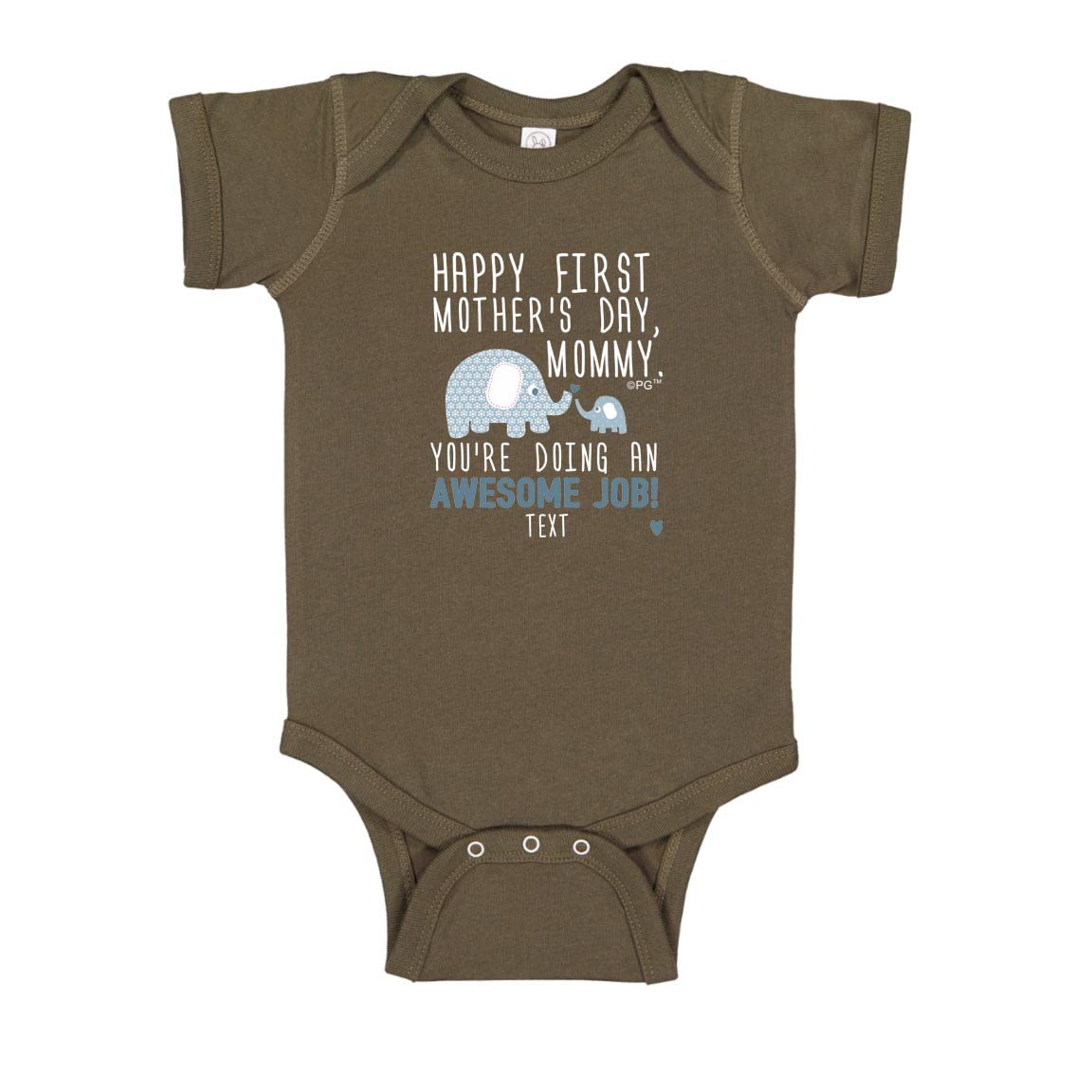 Personalized First Mother's Day Gift - Blue Elephant Baby Bodysuit for New Moms | Cute Outfit for Baby Showers, Photo Shoots & Special Occasions