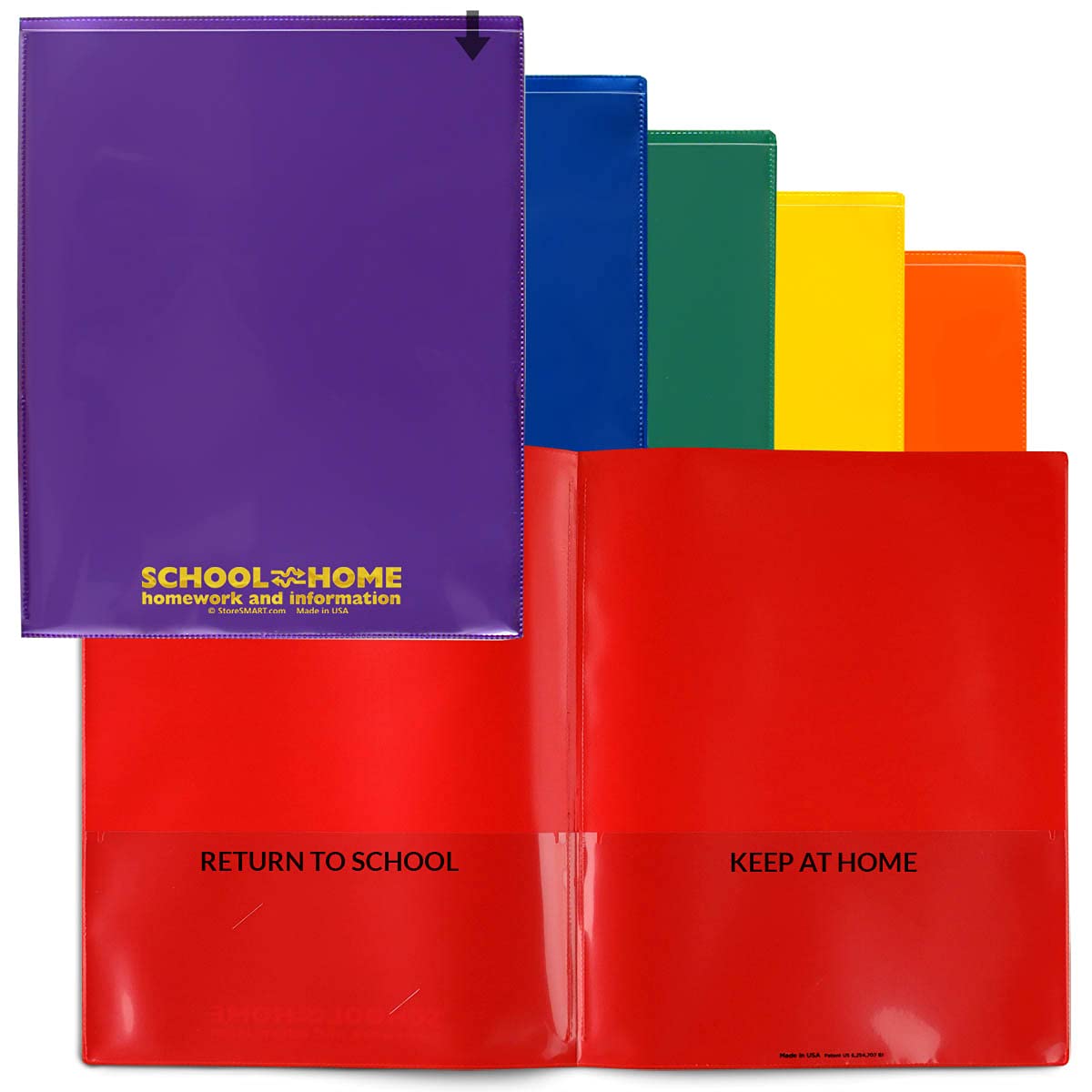 StoreSMART 300-Pack Plastic School & Home Folders - 6 Bright Primary Colors (50 Each) - Durable Archival Folders Made in USA - Perfect for Classroom Organization, Office Filing & Home Document Storage (SH900PCP300ENG)