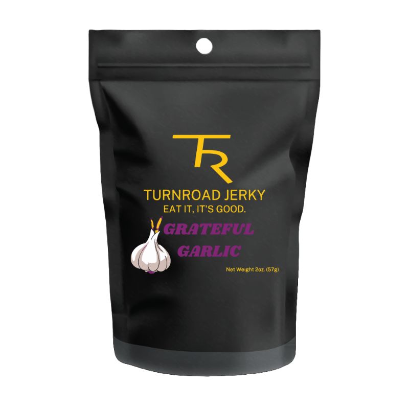 TurnRoad Premium Beef Jerky - Grateful Garlic Flavor | High-Protein, Low-Carb Snack for Hiking, Camping & Road Trips | Gluten-Free & Keto-Friendly Dried Meat
