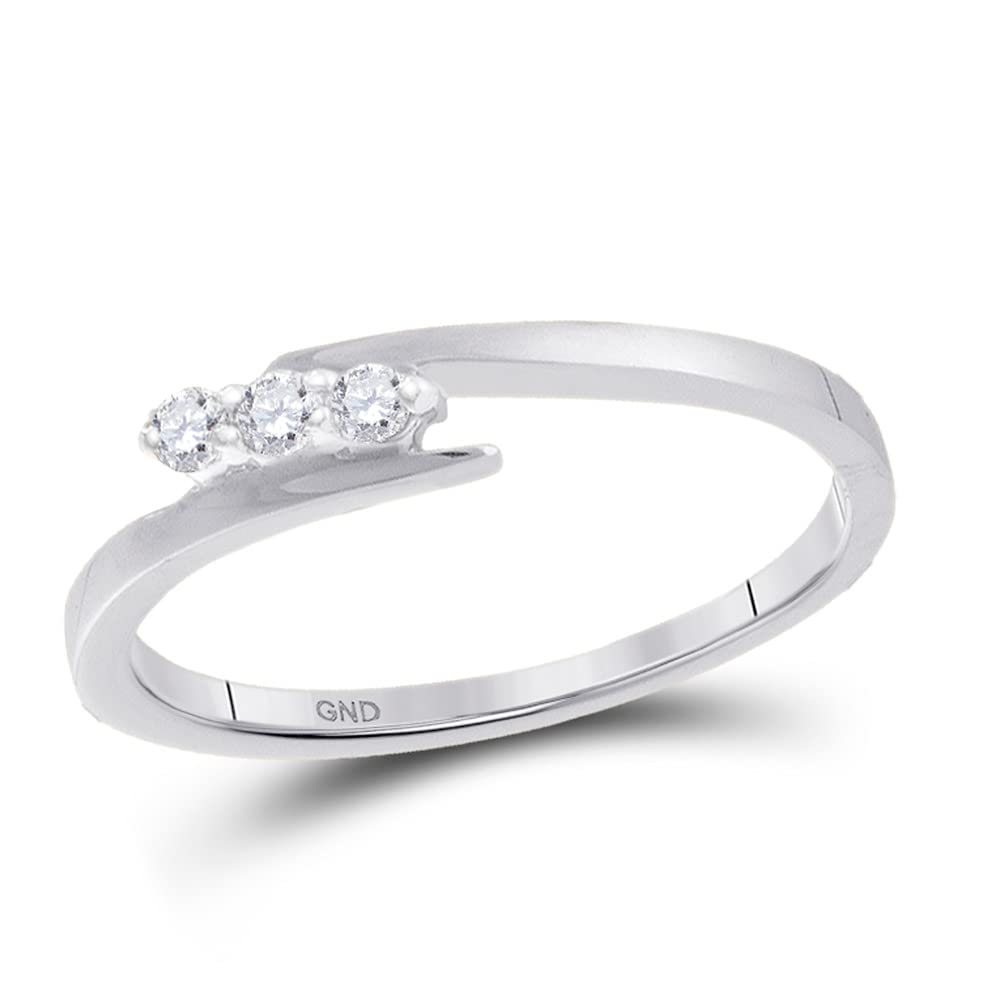 10K White Gold Women's Round Diamond 3-Stone Promise Bridal Engagement Ring (1/10 CTTW) - Perfect for Proposals, Anniversaries & Special Occasions
