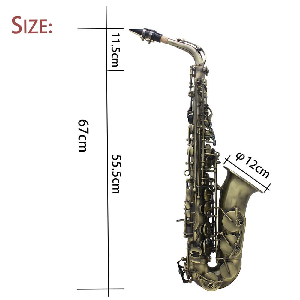 Professional Bb Alto Saxophone - High Grade Antique Bronze Finish with Abalone Shell Key Carvings | Includes Hard Case, Gloves, Cleaning Cloth, Straps & Brush | Perfect for Beginners, Students & Jazz Performers