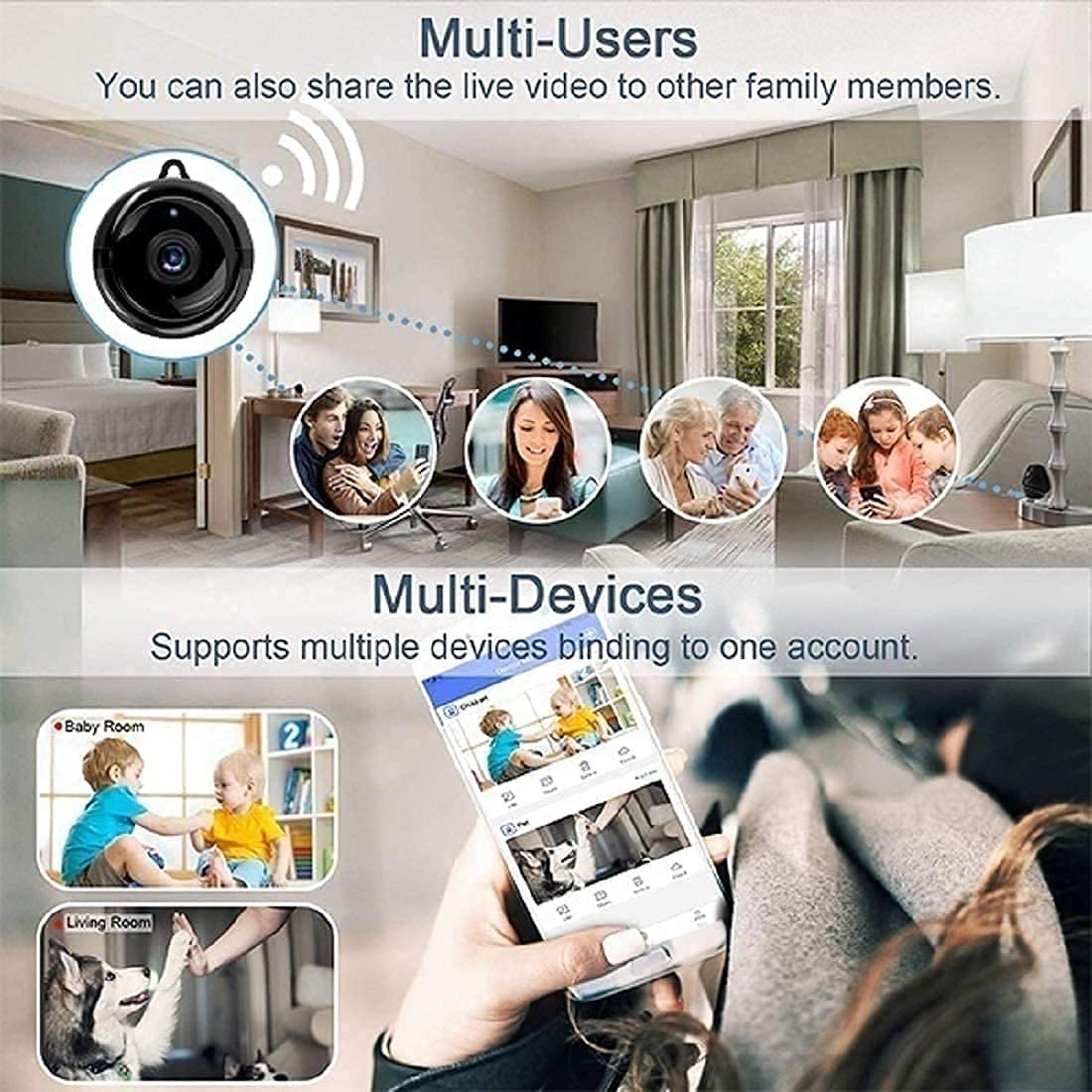 AUSHA® WiFi CCTV Camera - 1080P HD Smart Security Camera with Mobile App, Night Vision, Motion Detection for Home & Office Surveillance (C2 CCTV) | Indoor/Outdoor Use, Baby & Pet Monitoring