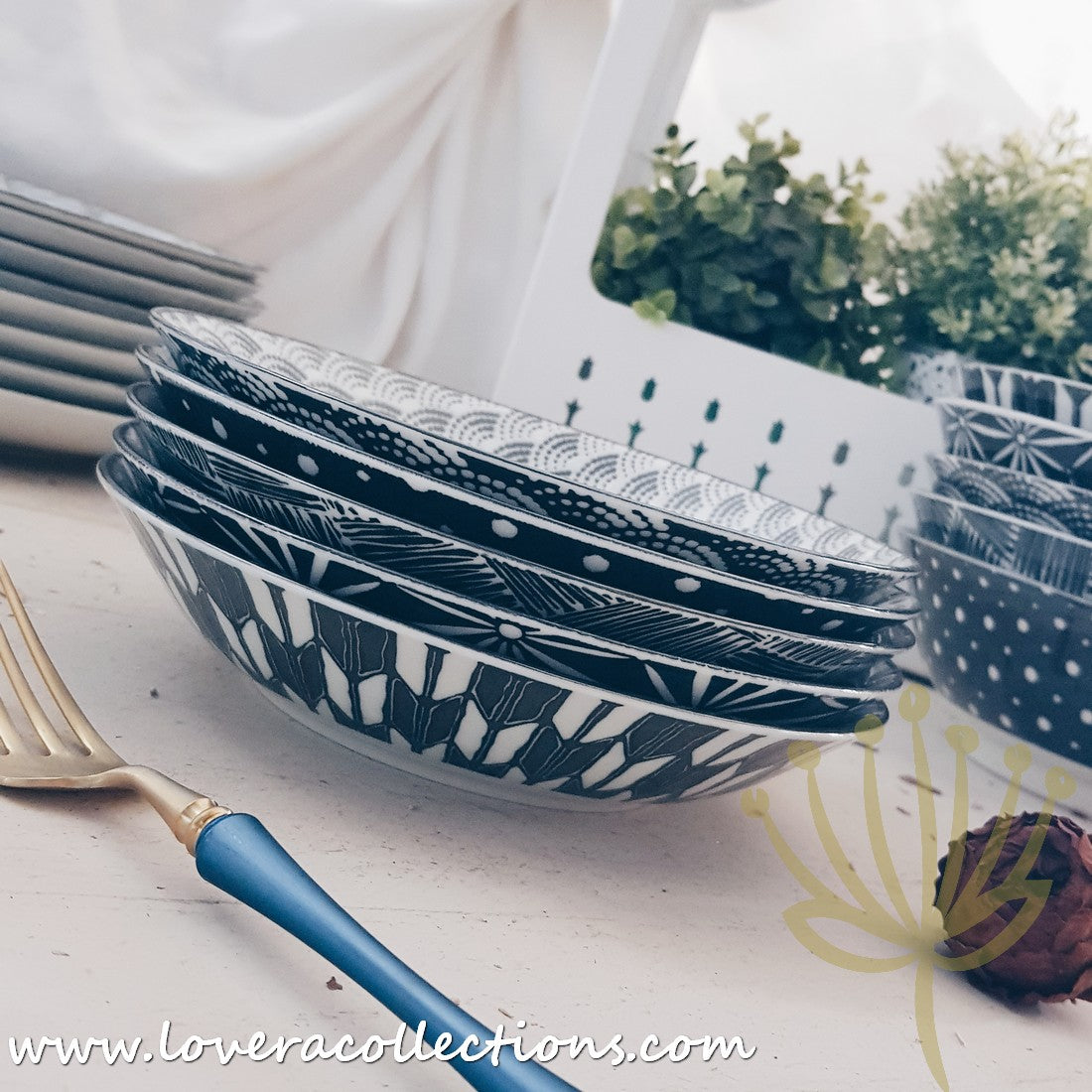 Modern Black & White Assorted Prints Dinnerware Set - 60% Off Sale - Perfect for Casual Dining, Entertaining & Home Decor