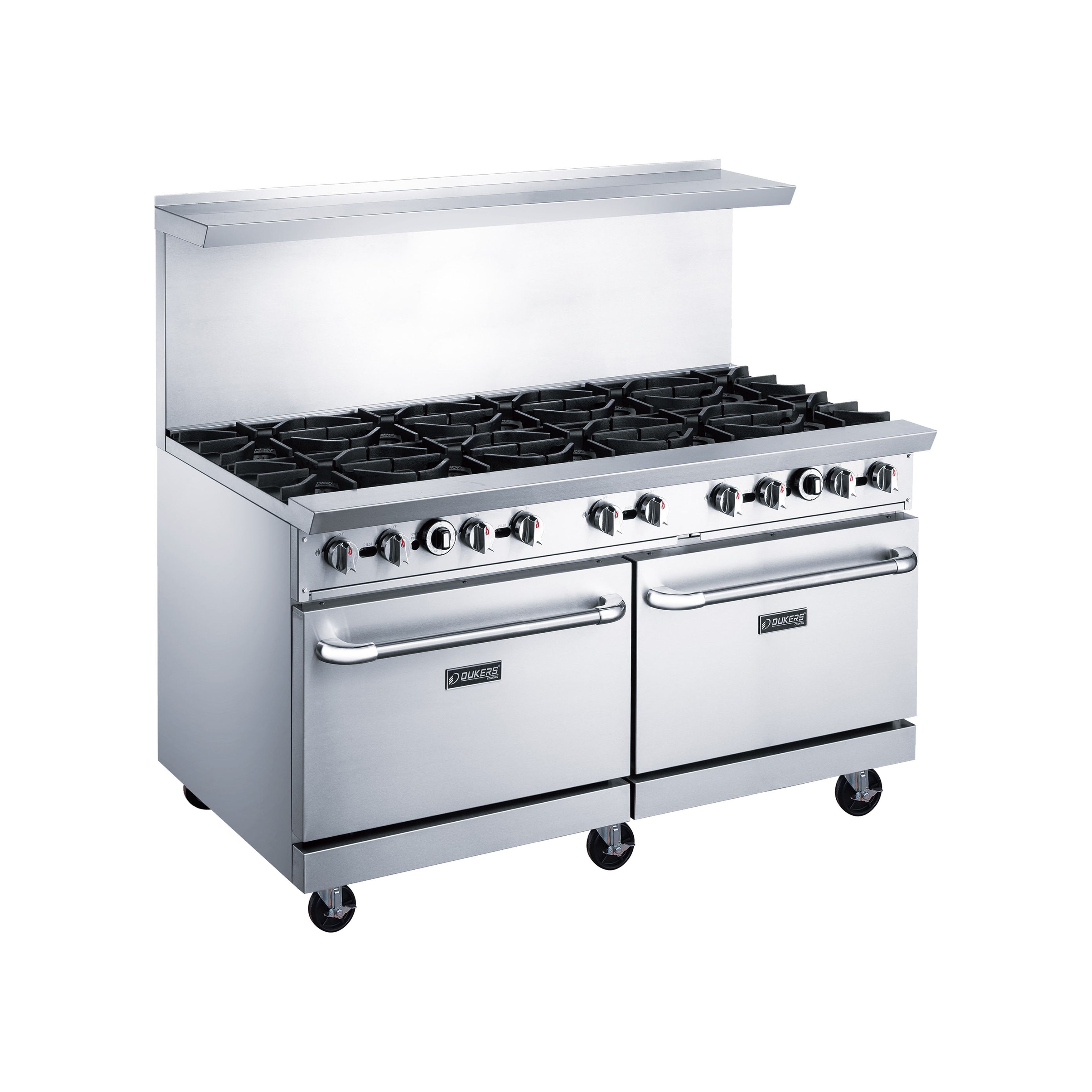 Dukers DCR60 10B Commercial 60-Inch Oven Range with 10 Open Burners - Natural Gas - Ideal for Restaurants, Catering & High-Volume Cooking
