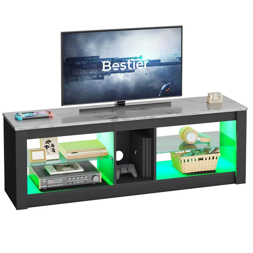 Bestier 65/70 Inch LED Gaming TV Stand - Modern Entertainment Center with Storage & RGB Lights for Living Room, Bedroom & Game Room