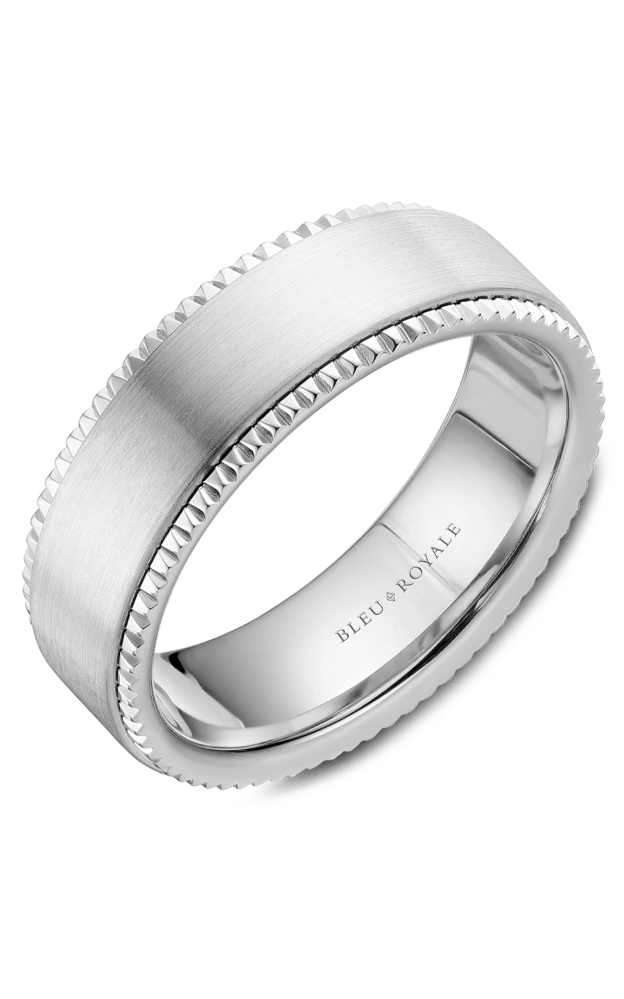 Bleu Royale Men's Wedding Band RYL 028W7 - 14K White Gold Classic Ring for Grooms & Engagement - Perfect for Weddings, Anniversaries & Special Occasions