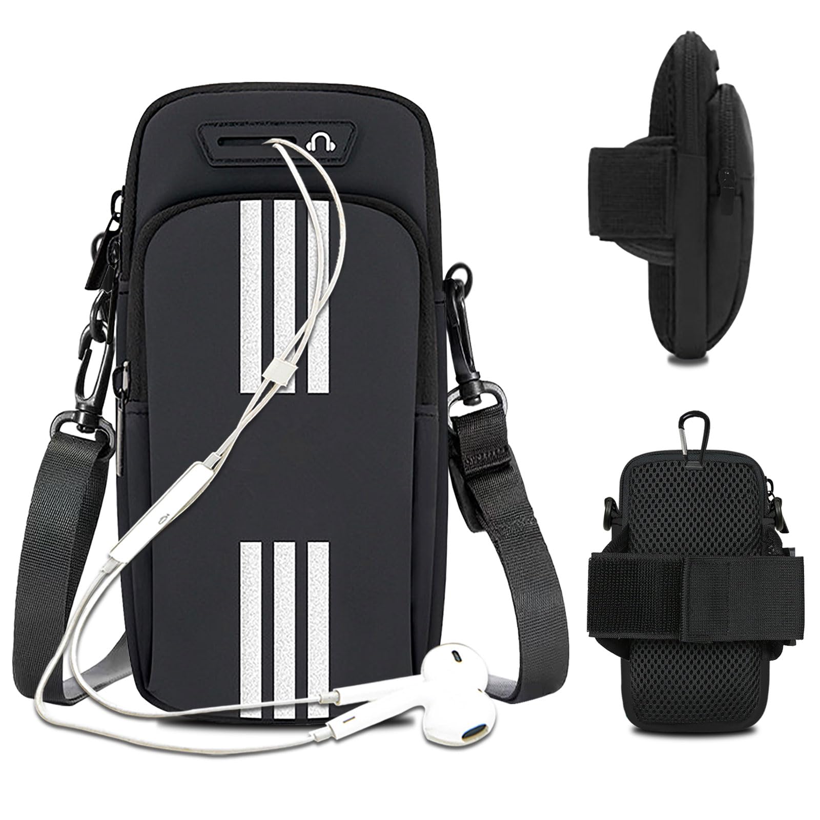 Running Armband Phone Holder - Adjustable Crossbody Pouch for iPhone 15/14/13/12/11 Pro Max/XS/XR/X/8/7/6 Plus & Samsung Galaxy S24/Note - Hands-Free Workout Accessory for Jogging, Gym & Outdoor Activities