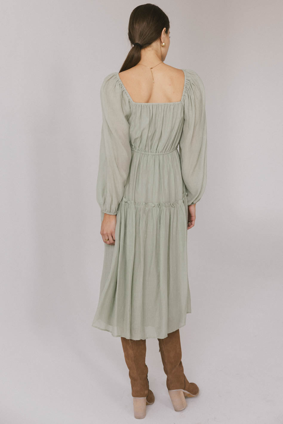 Finnian Midi Dress in Sage Green - Flowy A-Line Summer Dress for Women | Perfect for Beach Vacation, Brunch & Date Night Outfits