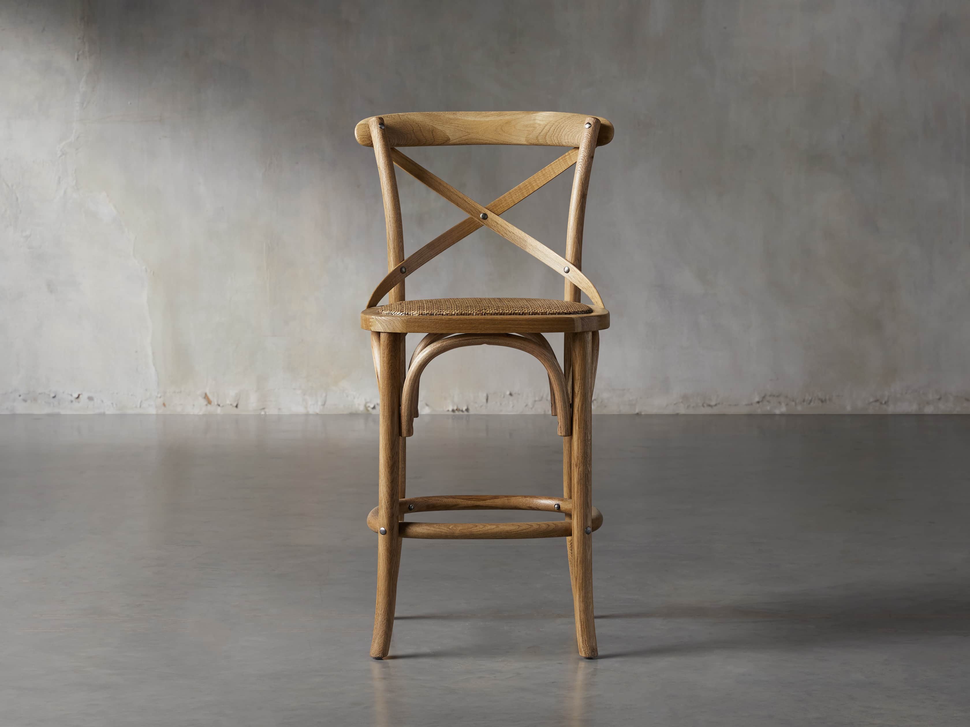 Cadence Stool with Rattan Seat - Modern Woven Accent Stool for Living Room, Bedroom, or Outdoor Patio - Lightweight & Stylish Home Decor