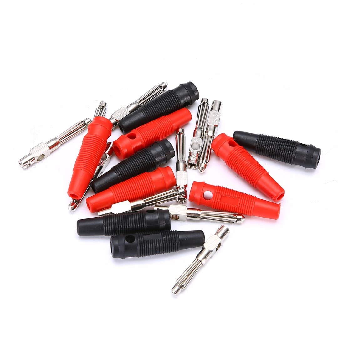 10pcs Red Black 4mm Banana Plugs - Screw Copper Connectors for Audio & DIY Projects