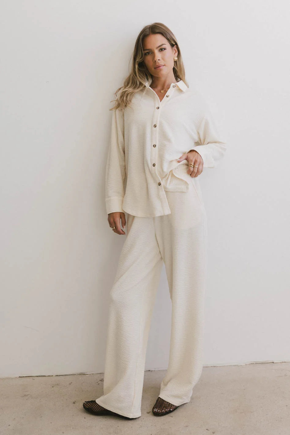 Etta Wide Leg Pants Women's High Waisted Linen Blend Casual Trousers in Beige | Comfortable & Stylish for Work, Travel & Everyday Wear | FINAL SALE