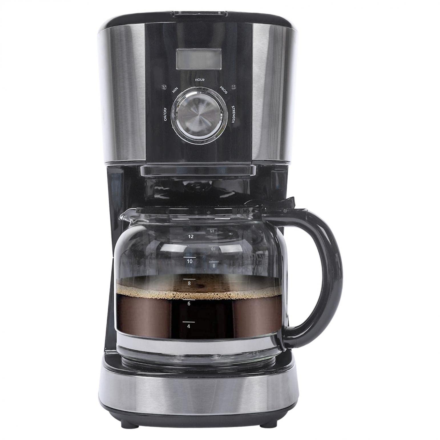 12 Cup Programmable Drip Coffee Maker with Brew Strength Control, Glass Carafe & Keep Warm Function - Perfect for Home, Office and Restaurant Use - Anti-Drip System for Mess-Free Brewing