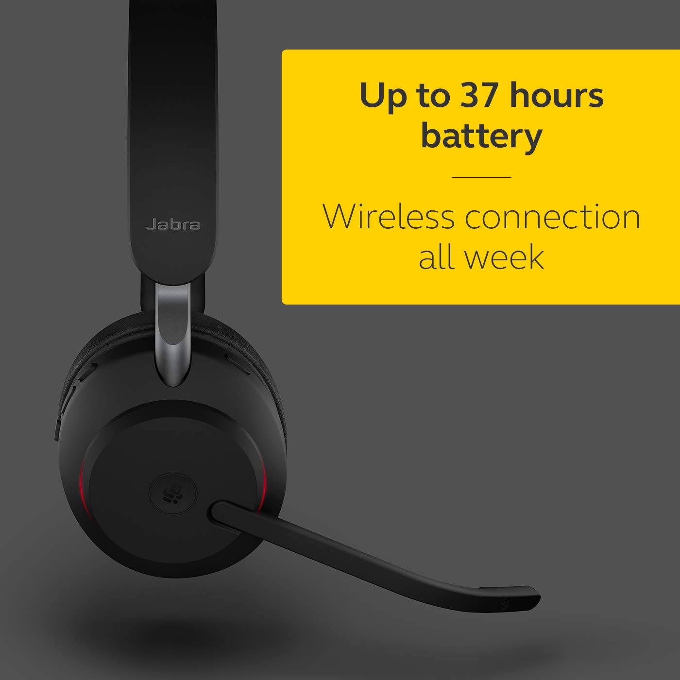 Jabra Evolve2 65 Wireless PC Headset – Noise Cancelling Microsoft Teams Certified Mono Headphones with 37-Hour Battery Life – USB-A & Bluetooth Adapter – Black – Perfect for Remote Work, Call Centers & Office Meetings