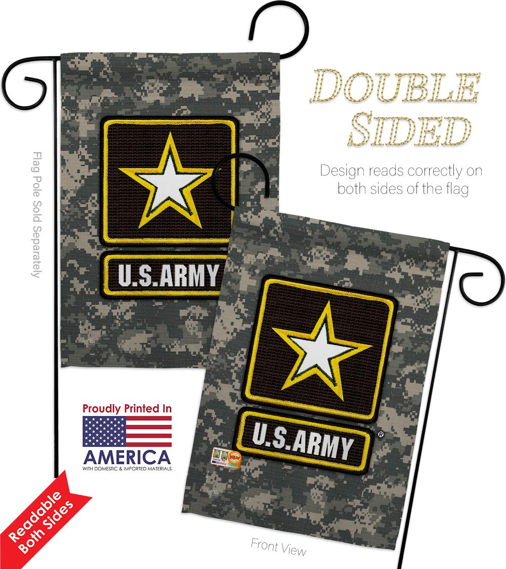 US Army Camouflage Garden House Flags Kit - Double-Sided 28x40 Inch Military Yard Banner for Armed Forces, Rangers, Veterans & Retirees | Patriotic Outdoor Decor Made in USA | Perfect for Memorial Day, Veterans Day & Front Yard Displays