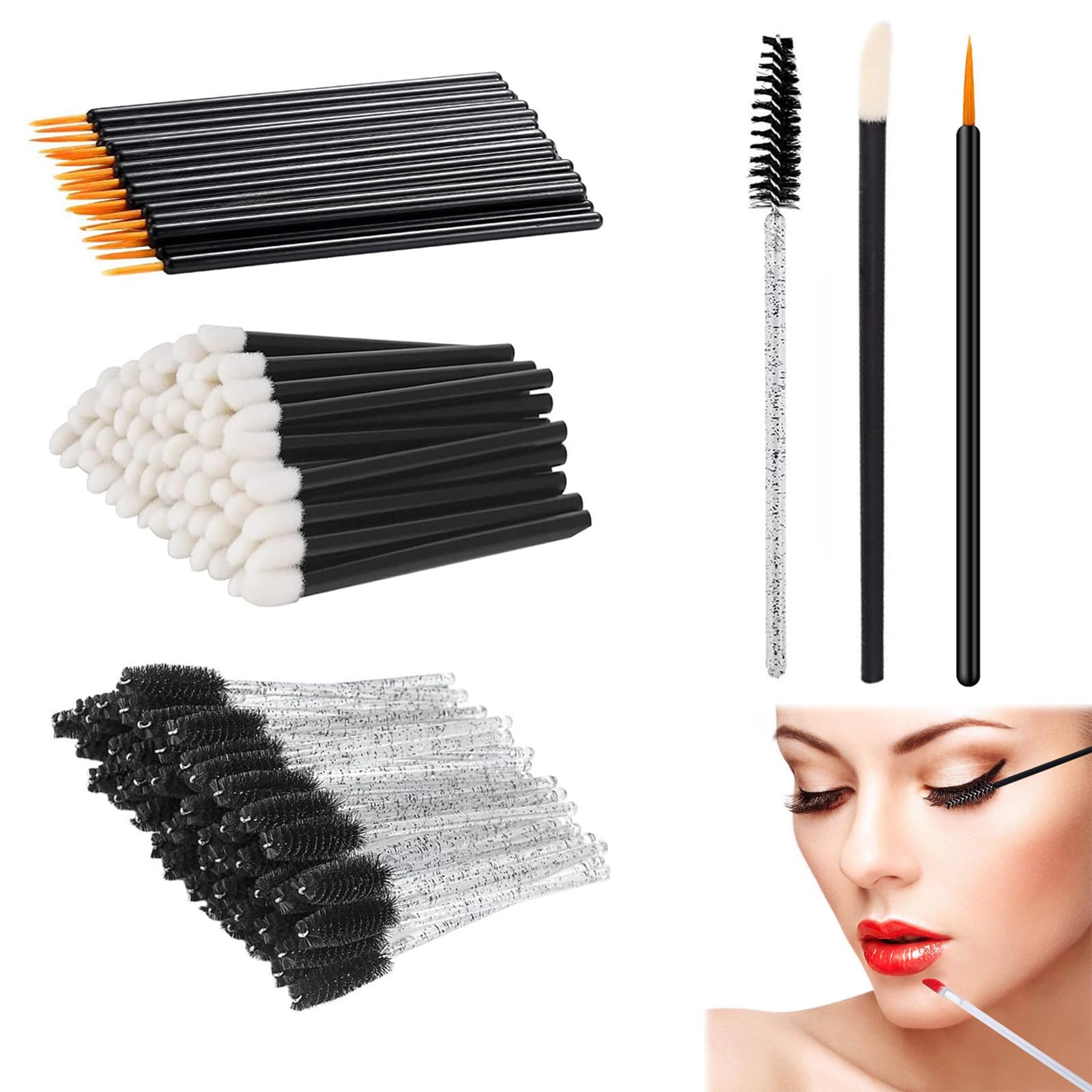 120 Pcs Professional Makeup Brush Set with 20 Eyeliner Pencils, 50 Lipstick Brushes & 50 Eyebrow Brushes - Complete Cosmetic Kit for Women - Perfect for Travel, Home Use, and Professional Makeup Application