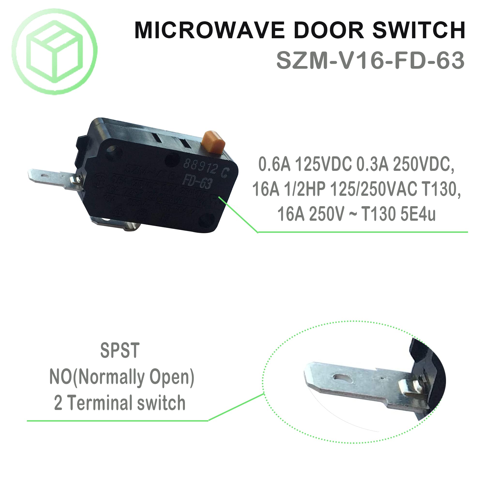 LONYE SZM-V16-FD-63 Microwave Oven Door Micro Switch Replacement for LG GE Starion Microwave 3405-001034 (Normally Open) - Compatible with Multiple Microwave Models - Perfect for DIY Repair and Maintenance (1 Pc)